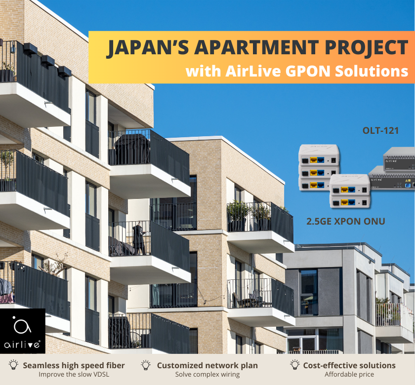 CASE STUDY for JAPAN Apartment Project with AirLive GPON Sol