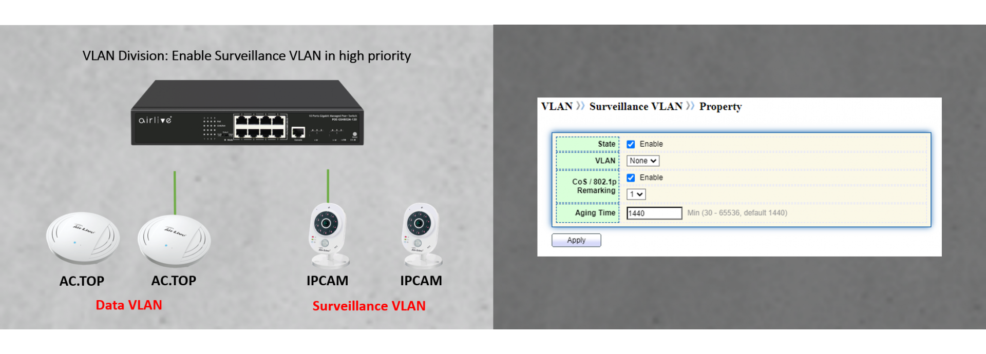 Surveillance VLAN Support
