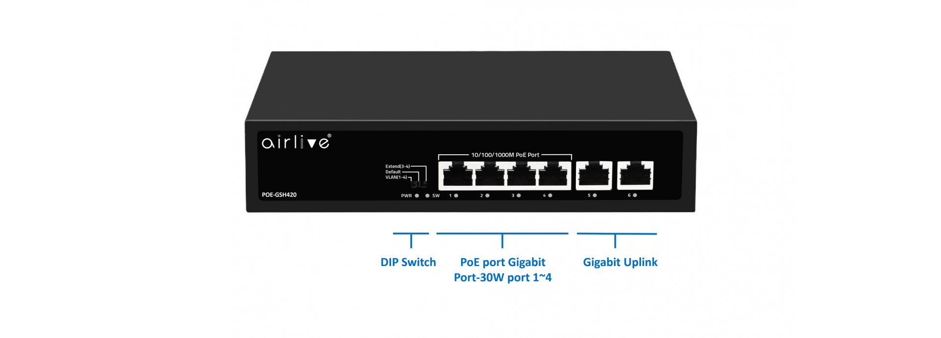 802.3af/at PoE Gigabit Switch, with 2x RJ-45 Uplink