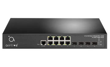 AI-L3POE-2TX804-250 BT: AirCore 12-Port L3 and AI Management 2.5GE PoE++ Switch, including 4*10G SFP+